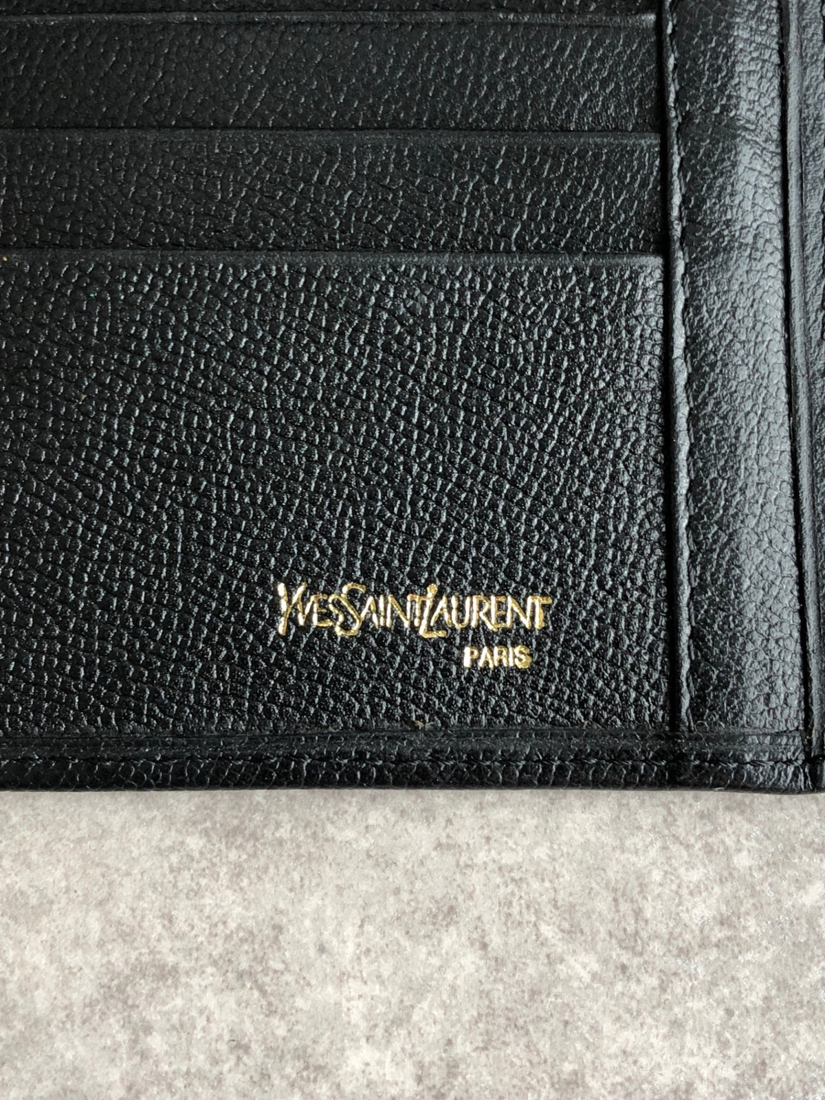 Yves Saint Laurent YSL Logo Folded Wallet Black Vintage 8mt2m4