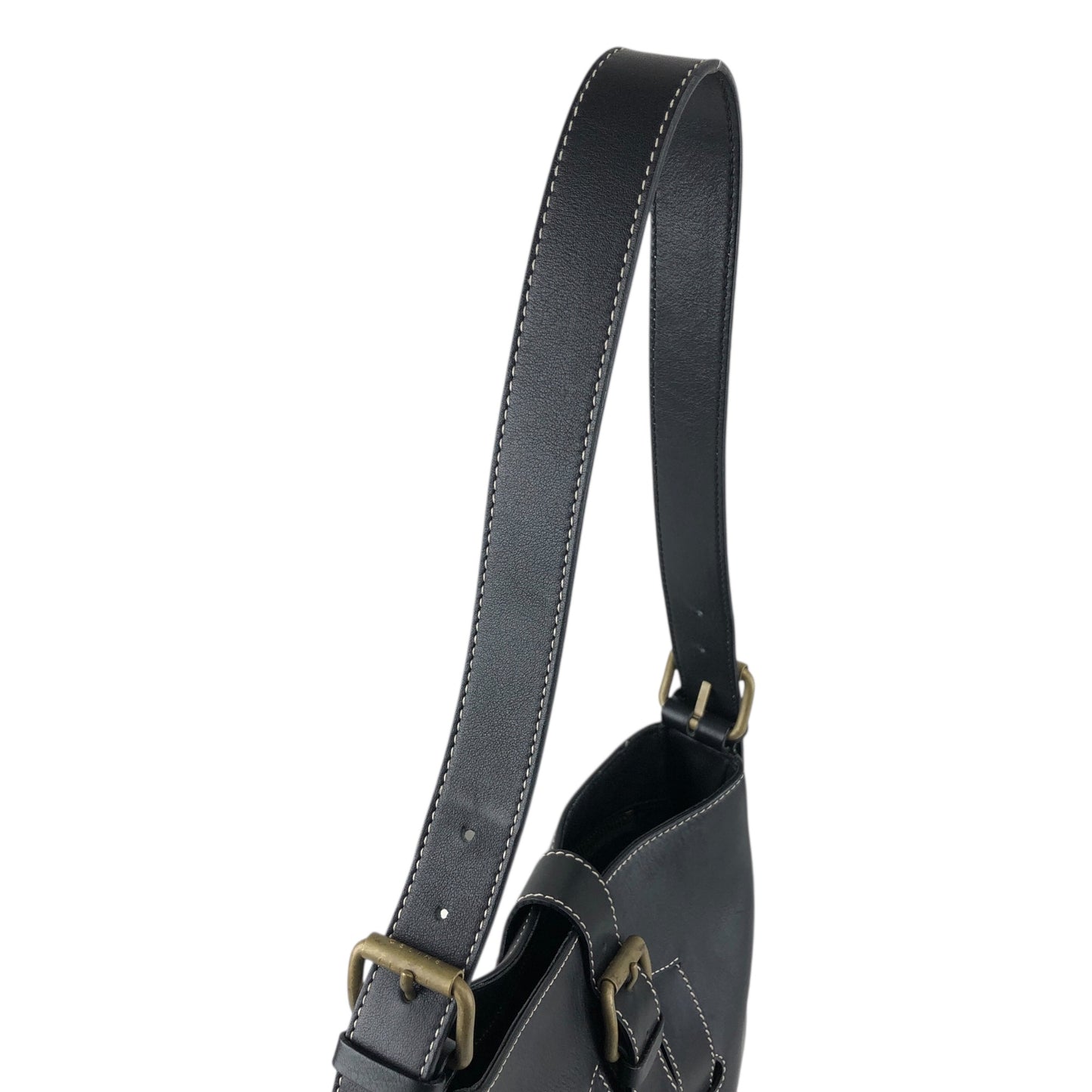 CELINE Front Buckle Shoulder bag Black Vintage f5ds3s