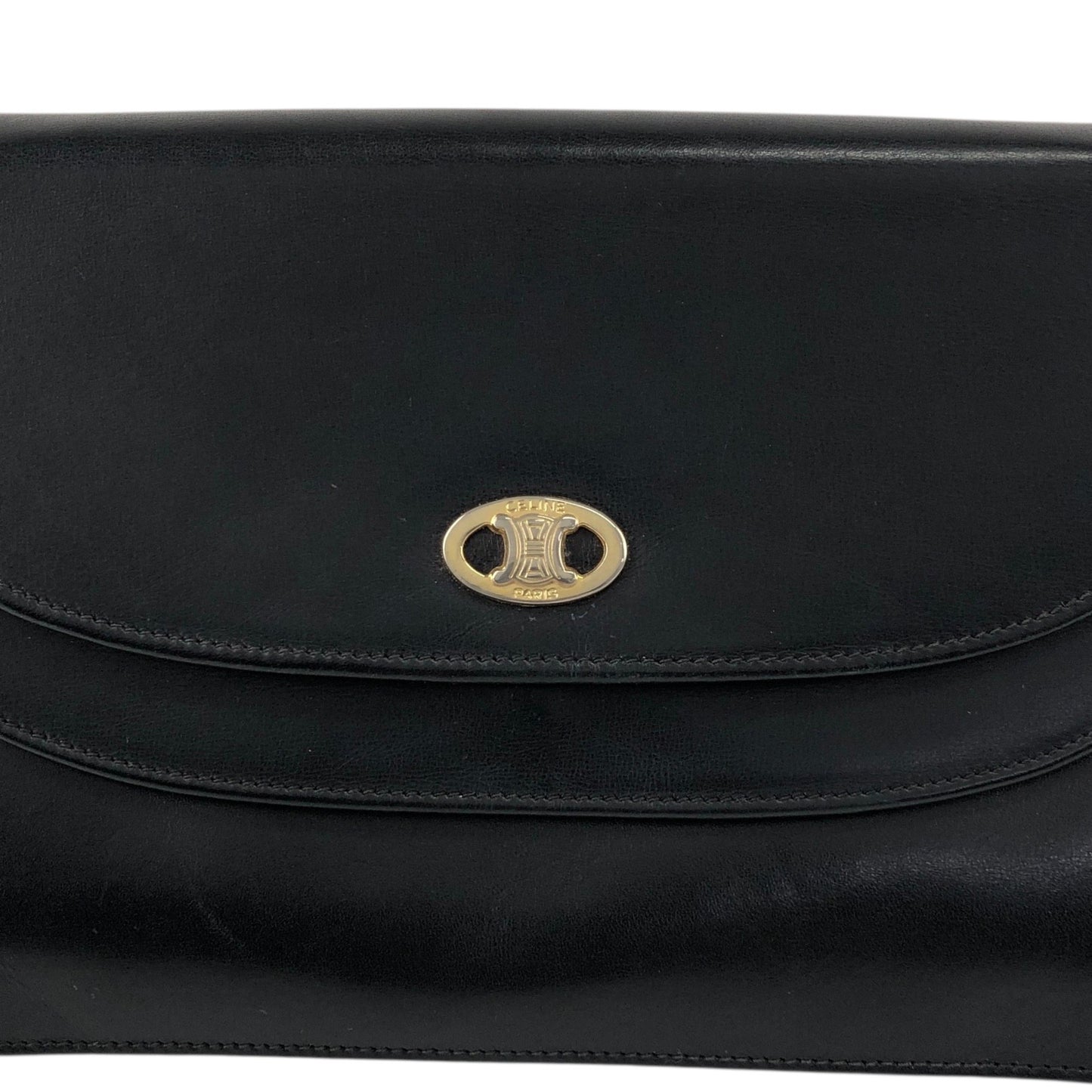 CELINE Blason Shoulder bag Black Vintage 3awaev