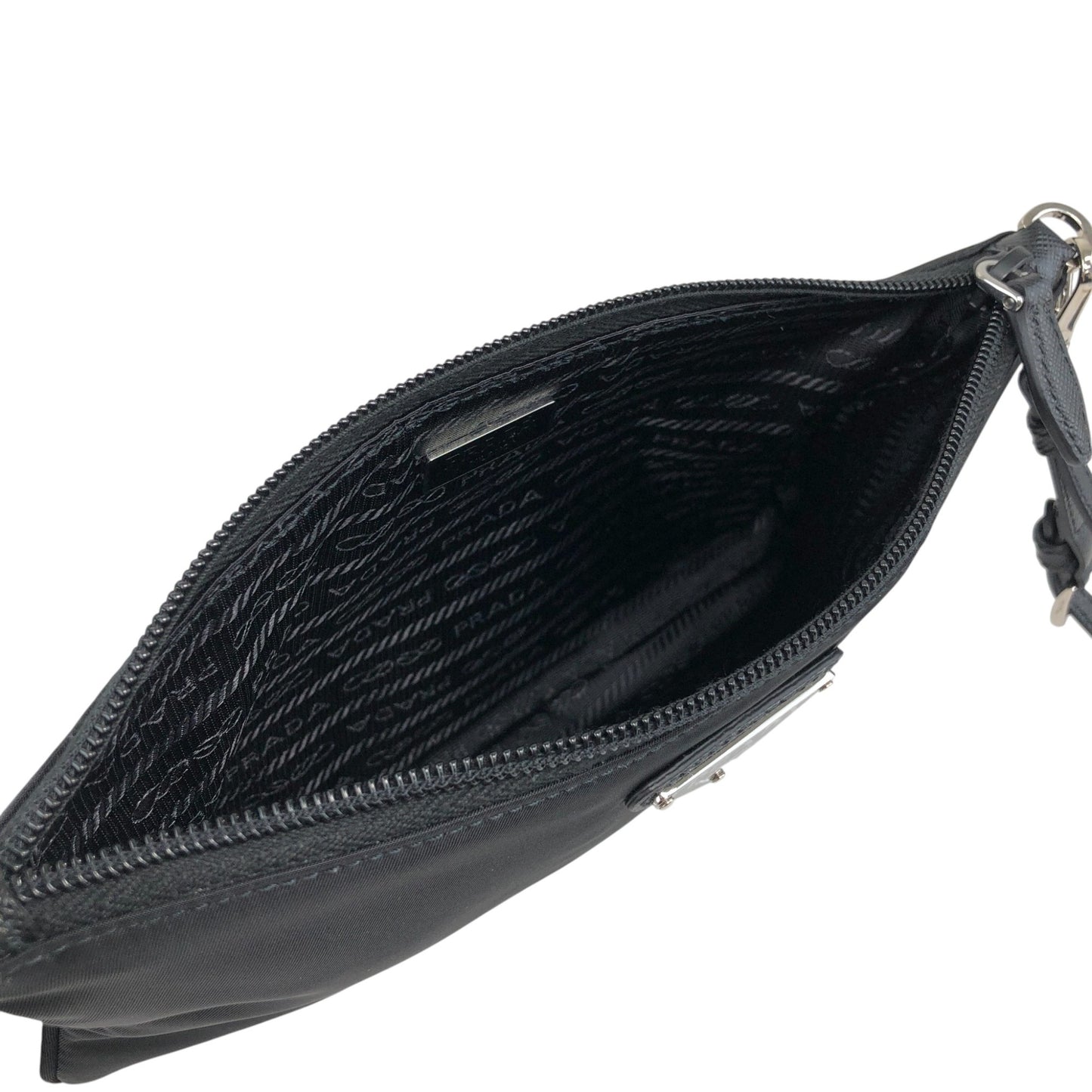 PRADA Tessuto Triangle Logo Handbag  Pouch Black Vintage wc2wgs