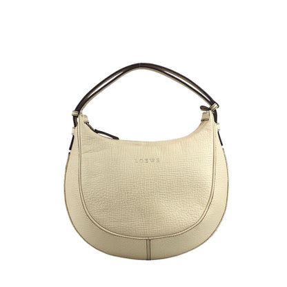 LOEWE Logo Embossed Round Shoulder bag Ivory Vintage 6858a6