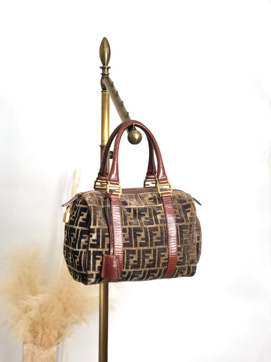 FENDI Zucca Small Boston bag Brown Vintage g7vd3e