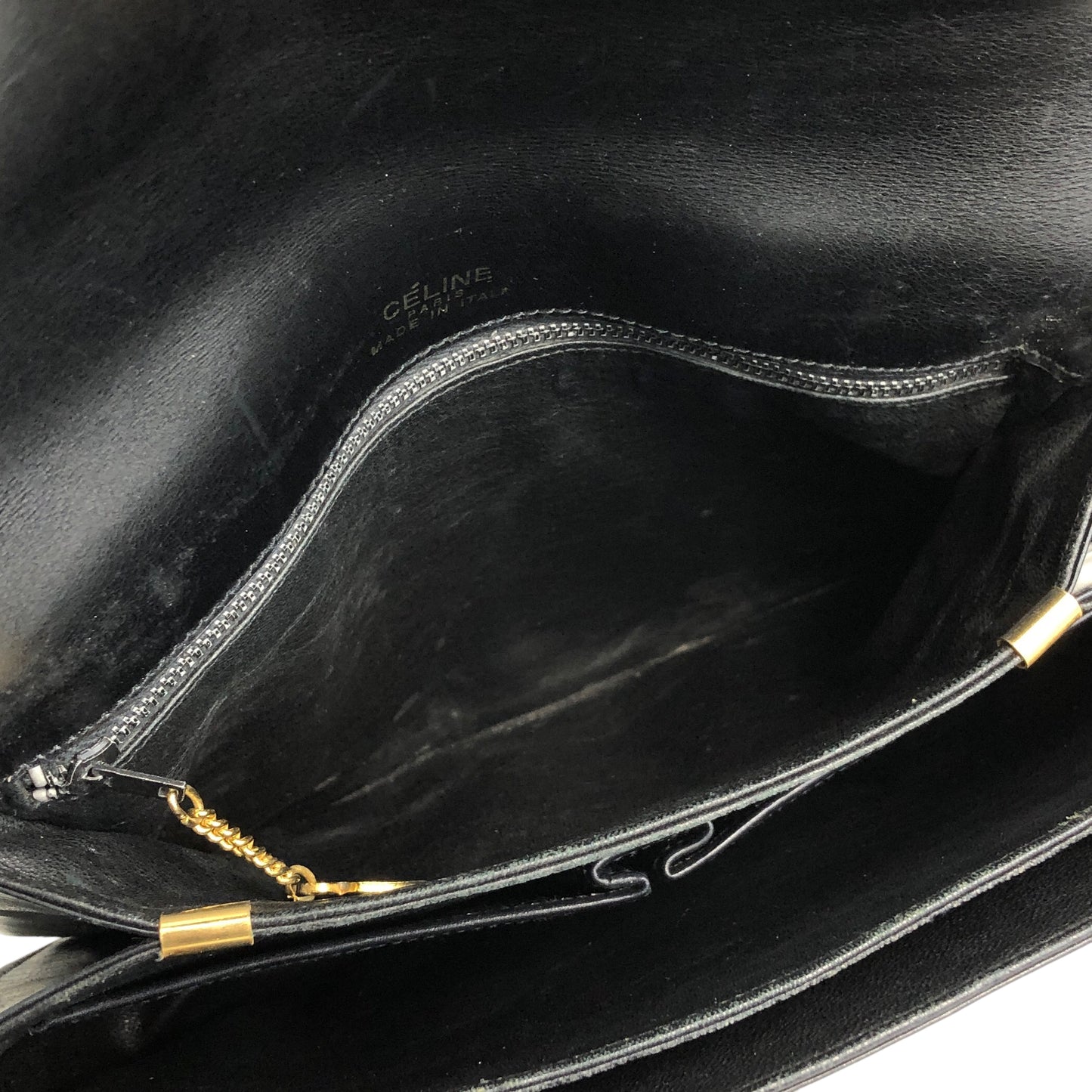 CELINE Triomphe  Leather Shoulder bag Black Vintage t667pp