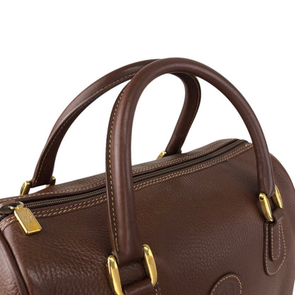GUCCI Logo Embossed Small Boston bag Handbag Brown Vintage tpnfiv