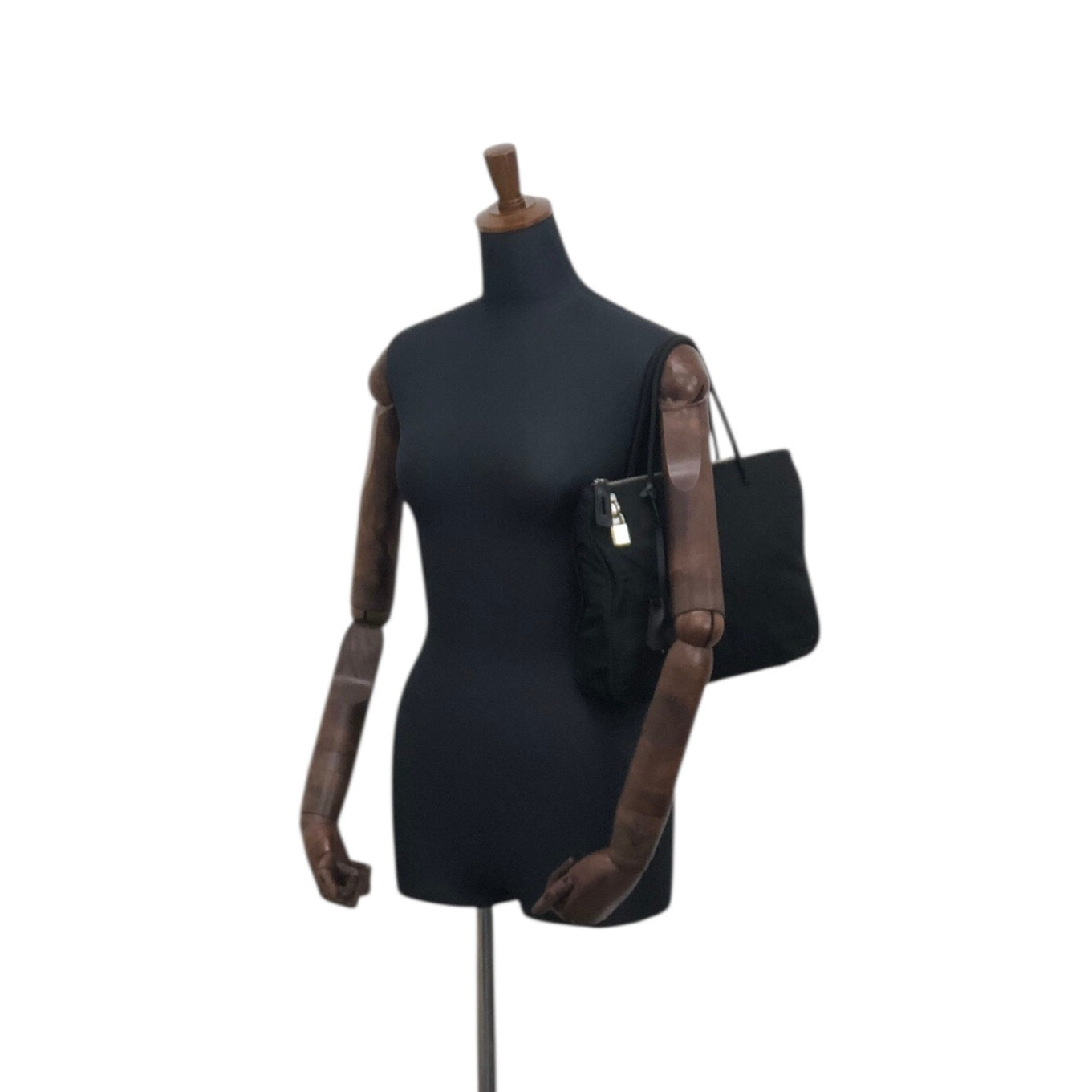 PRADA Tessuto Triangle Logo Black Vintage c2dsi6