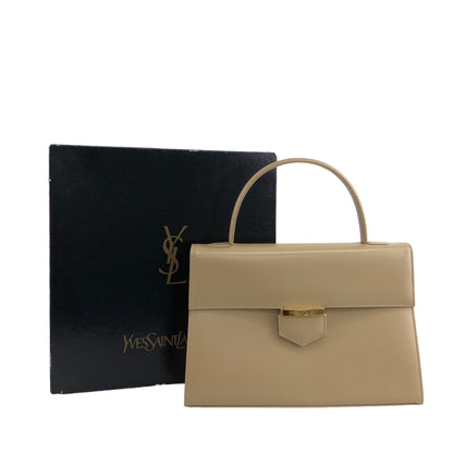 Yves Saint Laurent Logo Handbag Beige Vintage chnxpf