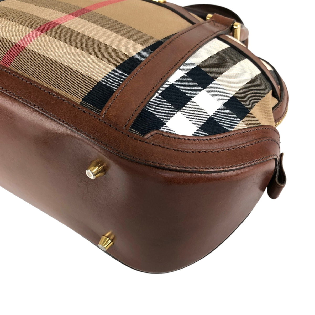 BURBERRY Check Two-way Handbag Shoulder bag Brown Vintage xuyjae