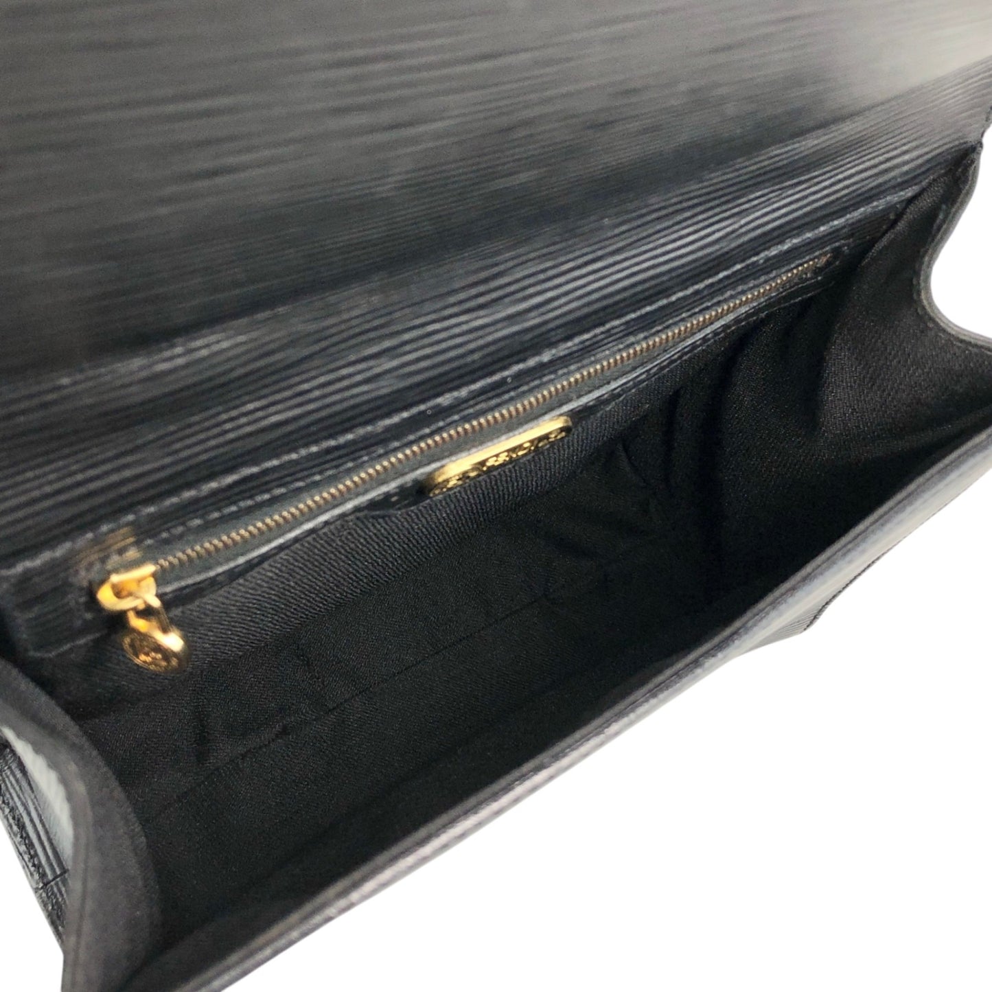 FENDI Logo Embossed Small Handbag Black Vintage h4nbvt