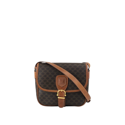 CELINE Macadam Blason Front Buckle Shoulder bag Brown Vintage kkjgdk