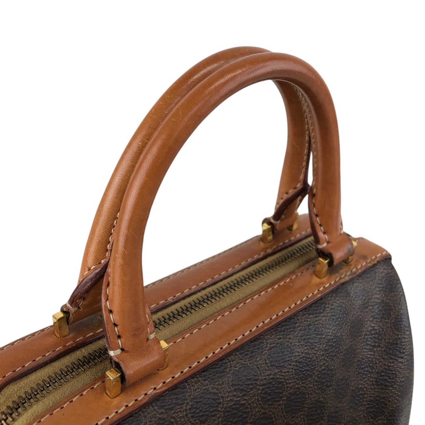 CELINE Macadam Two-way Small Boston bag Shoulder bag Brown Vintage aacnr6