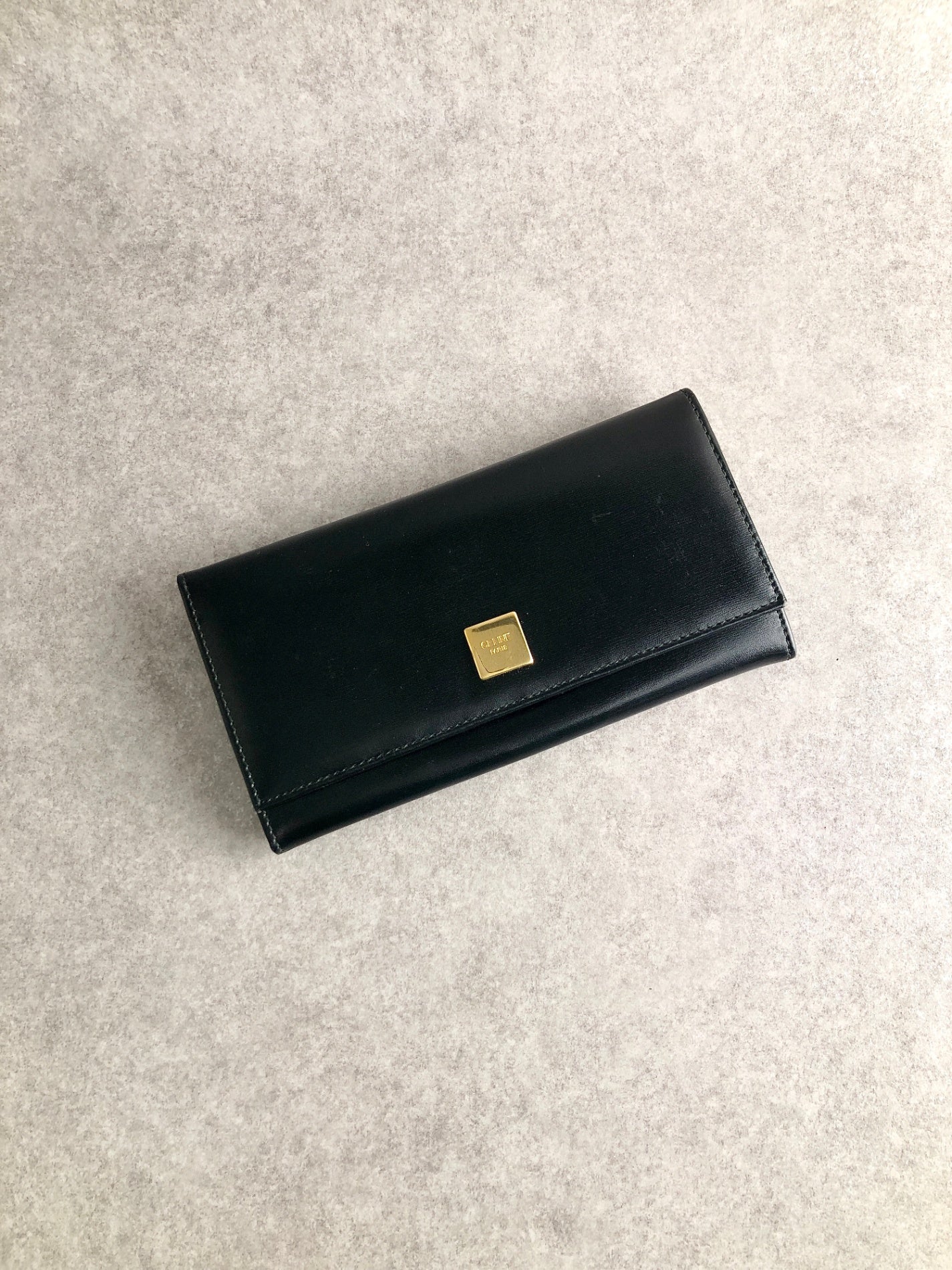 CELINE Logo Long Wallet Black Vintage gres6u