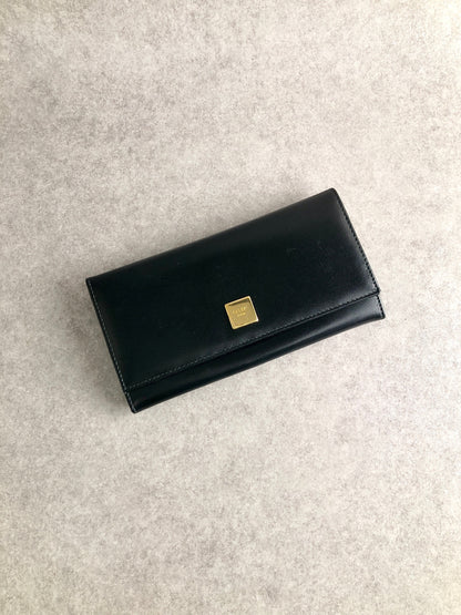 CELINE Logo Long Wallet Black Vintage gres6u