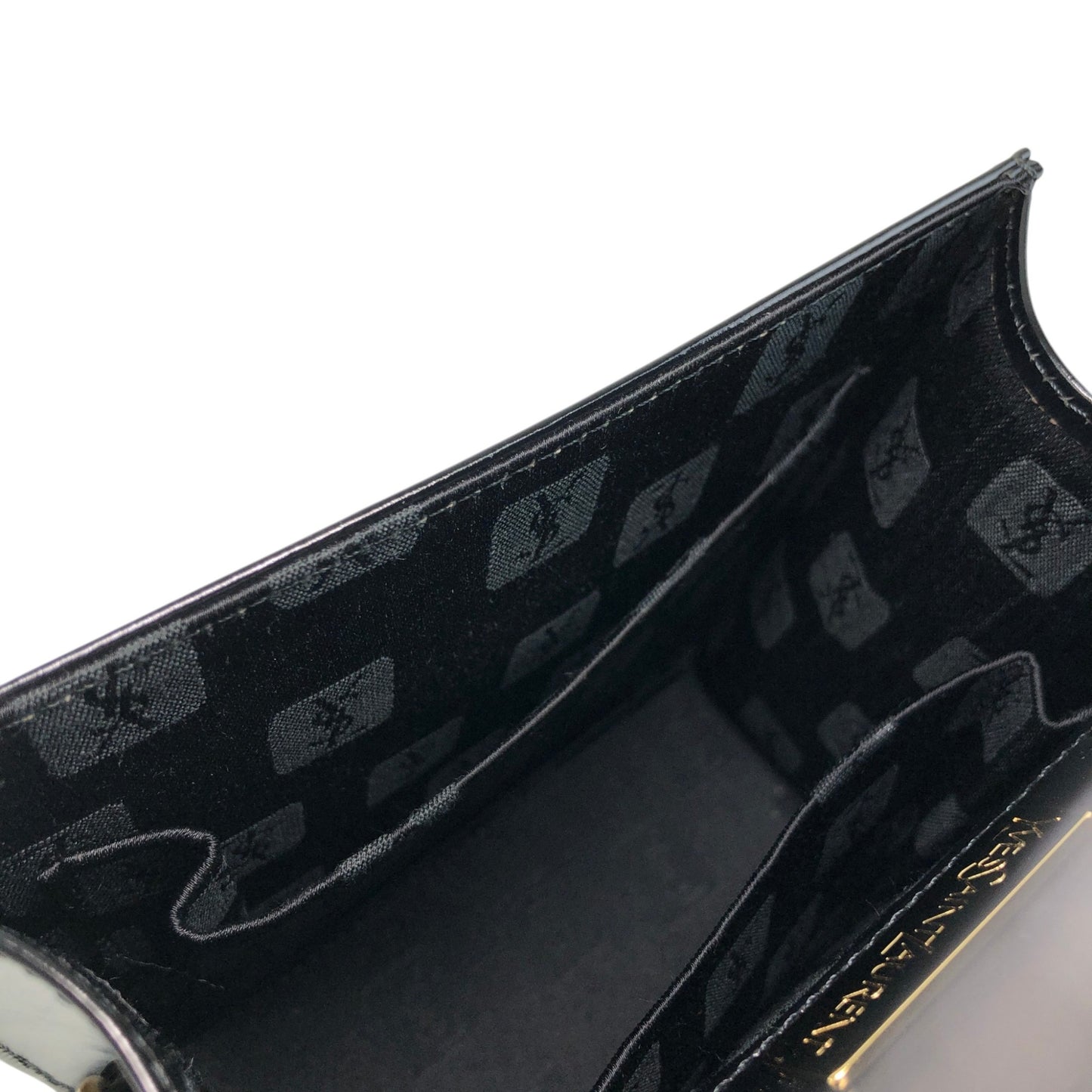 Yves Saint Laurent YSL Logo Charm Two-way Handbag Shoulder bag Black Vintage gmjhfk