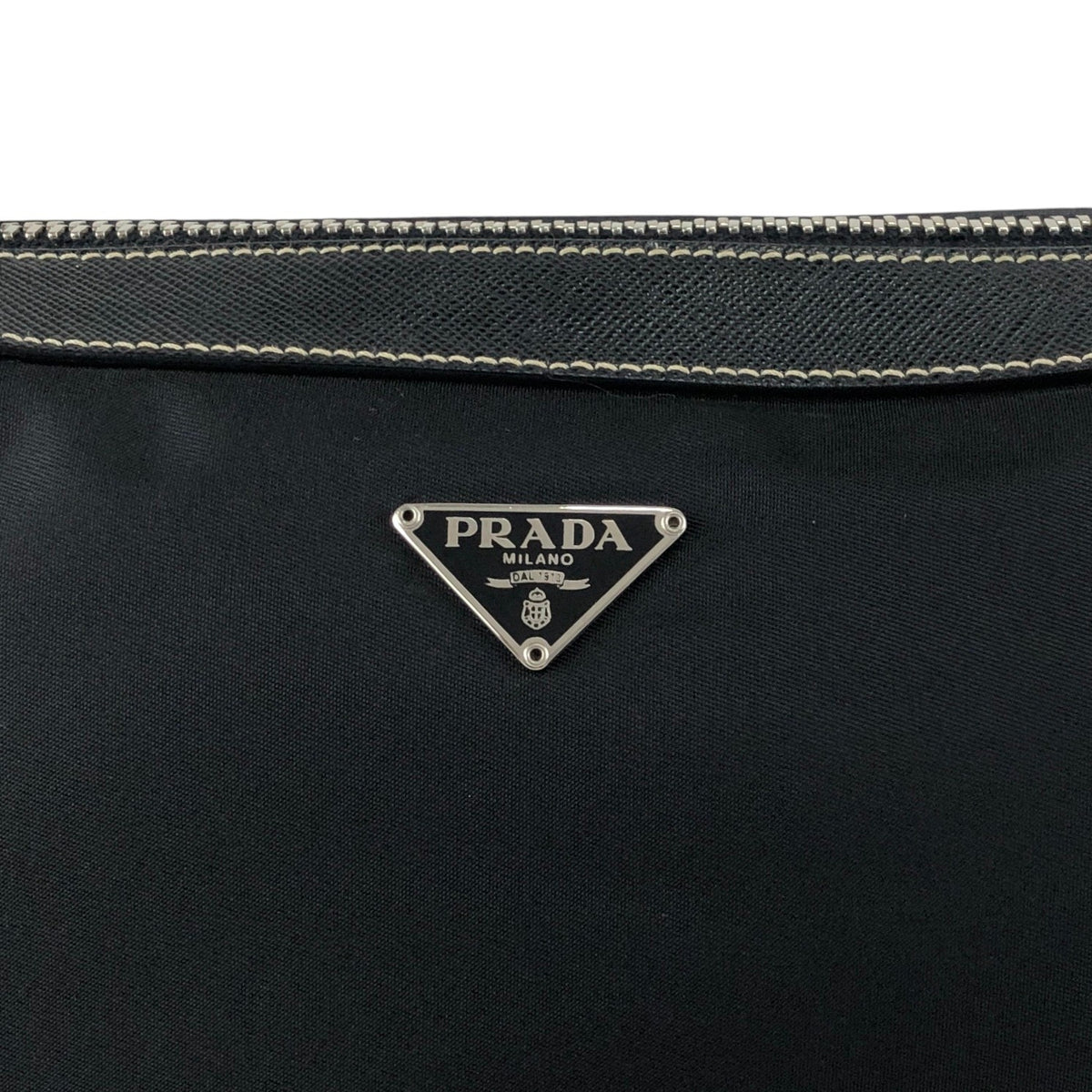 PRADA Tessuto Triangle Logo Shoulder bag Black Vintage mshu7d