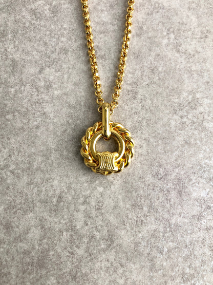 CELINE Blason Necklace Gold Vintage k3vahe