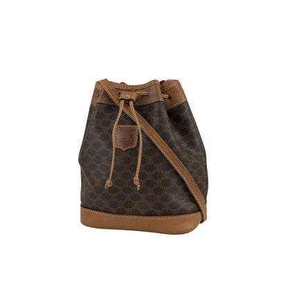CELINE Macadam Blason Drawstring Shoulder bag Brown Vintage wt5bvk