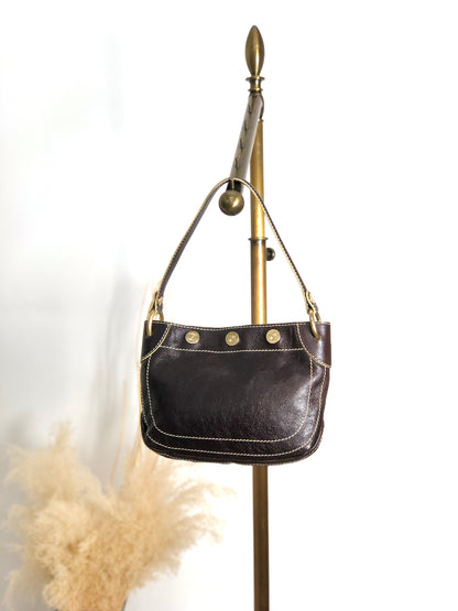 CELINE Blason Shoulder bag Hobobag Brown Vintage 4ykatc