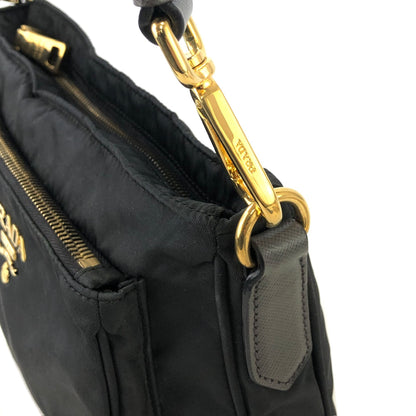 PRADA Logo Nylon Saffiano Leather Crossbody Shoulder bag Black Vintage eu2jv5