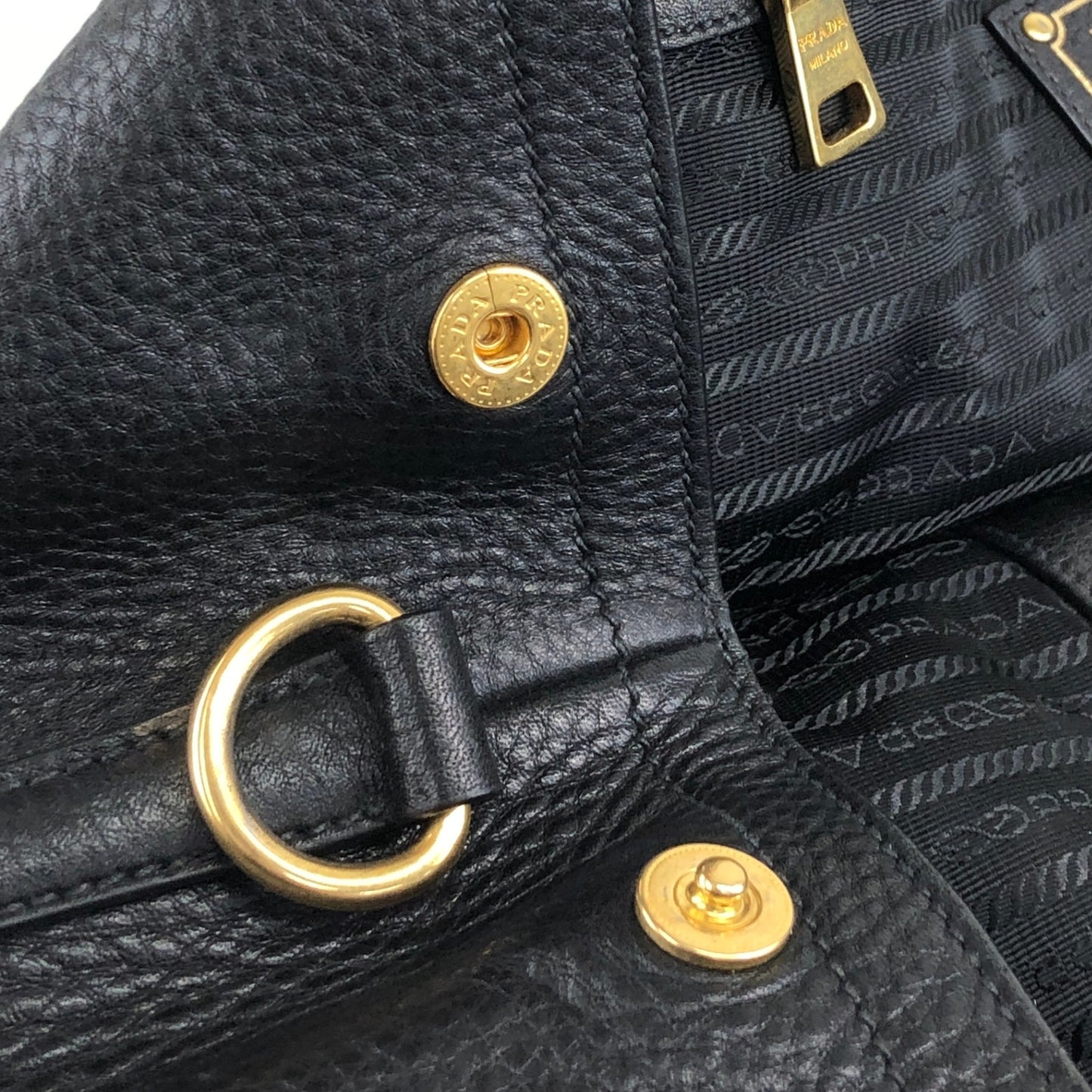 PRADA Logo Two-way Handbag Shoulder bag Black Vintage 5umuja