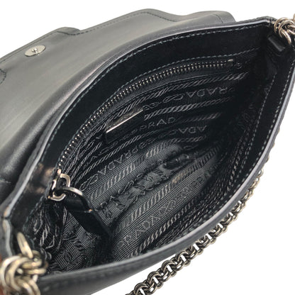 PRADA Logo Rhinestone Chain Handbags Black Vintage y8bzmh