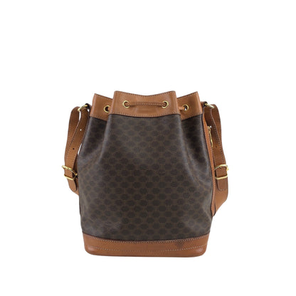 CELINE Macadam Blason Drawstring Shoulder bag Brown Vintage e8wkxg