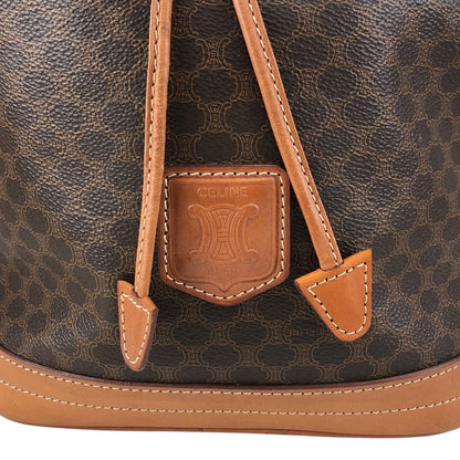 CELINE Macadam Blason Drawstring Shoulder bag Brown Vintage y4ma84