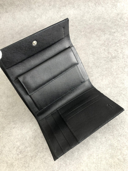 PRADA Triangle Logo Trifold Wallet Black Vintage kiyi6h