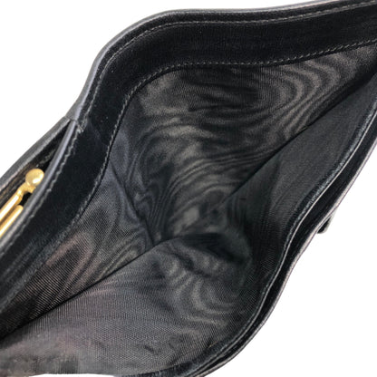 CELINE Horse Carriage  Jacquard Leather Metal Clasp Trifold Wallet Black Vintage kddf3y