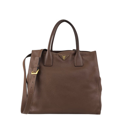 PRADA Triangle Logo Two-way Handbag Shoulder bag Brown Vintage eh2tjx