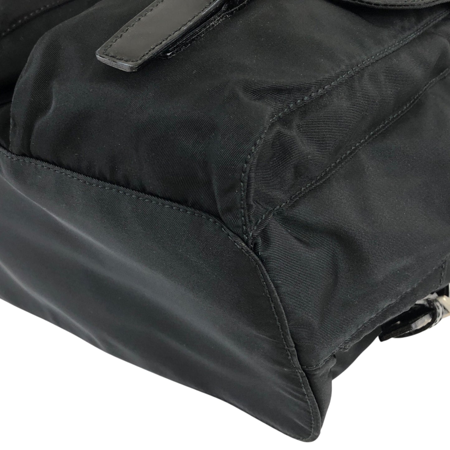 PRADA Triangle Logo Double Pocket Backpack Black Vintage hbs63x