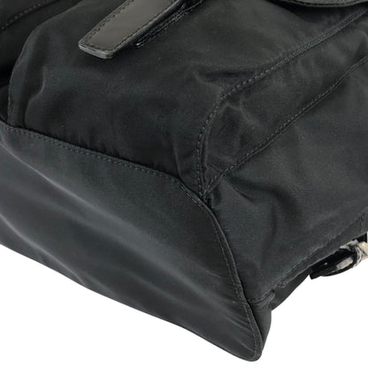 PRADA Triangle Logo Double Pocket Backpack Black Vintage hbs63x