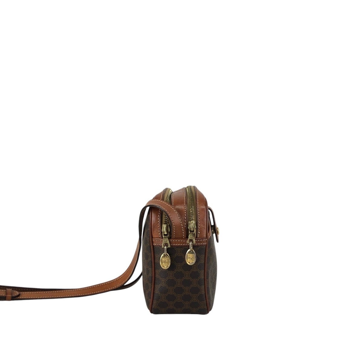 CELINE Macadam Blason Shoulder bag Brown Vintage 26ppnb