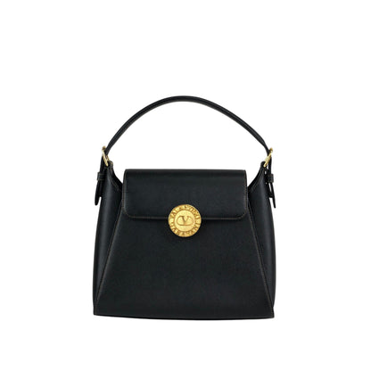 VALENTINO GARAVANI Circle Logo Handbag Black Vintage edaauv