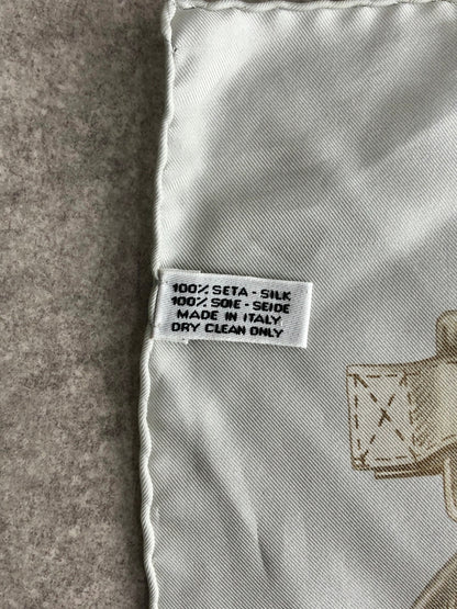 CELINE Silk Scarf Gray×White Vintage n5252j