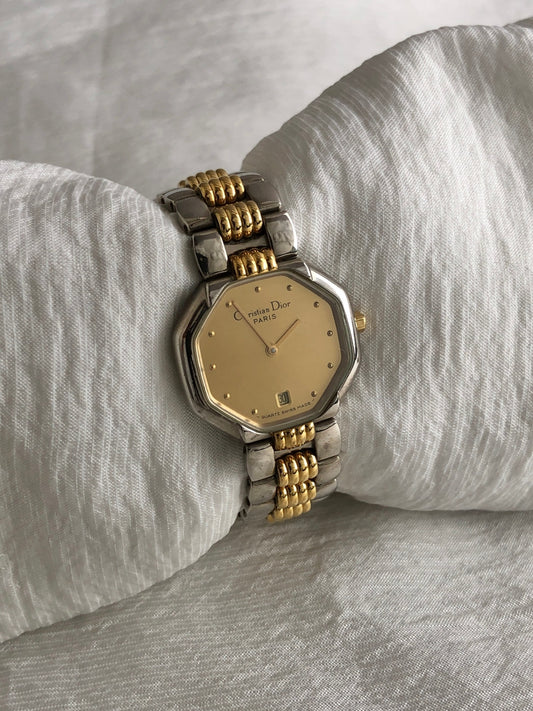 Christian Dior Octagon Watch Gold Vintage dyf2ss