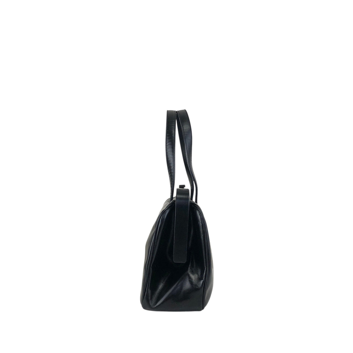 PRADA Metal Clasp Handbag Black Vintage 6am4p2