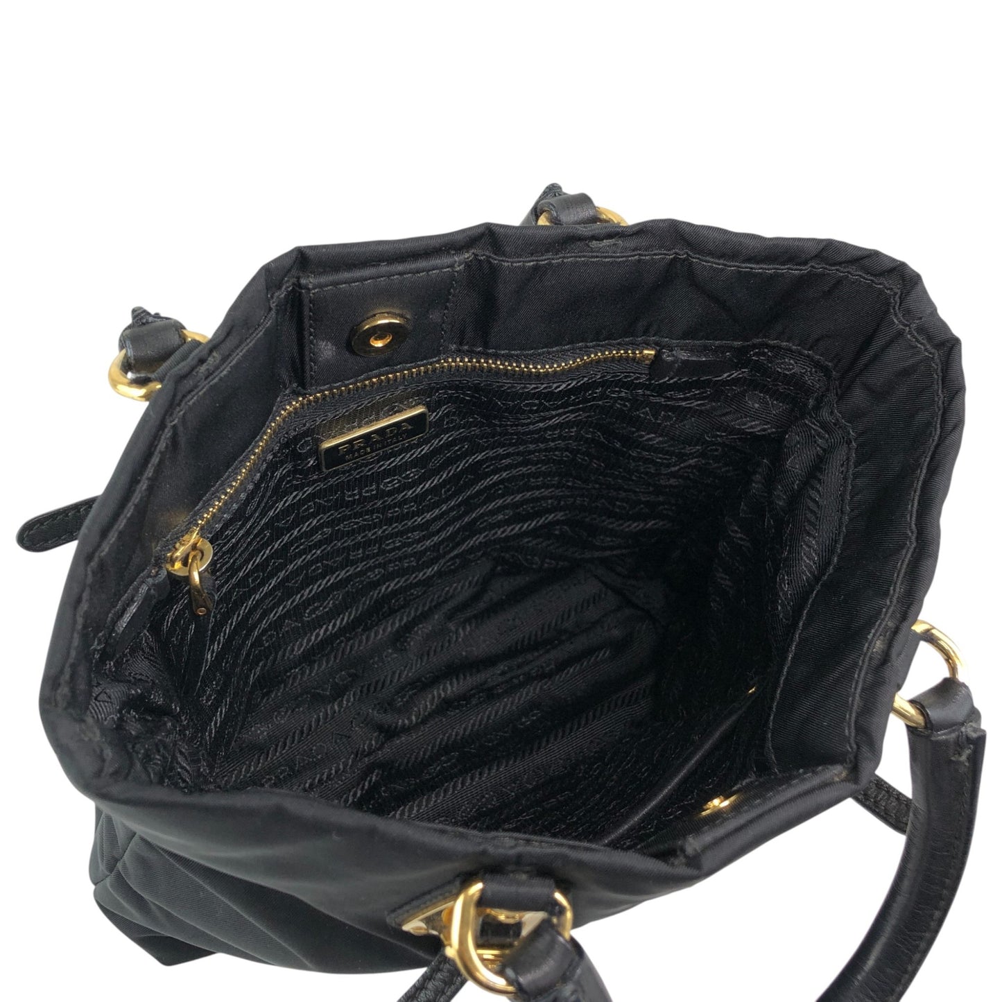PRADA Logo Handbag Black Vintage zm3r7k
