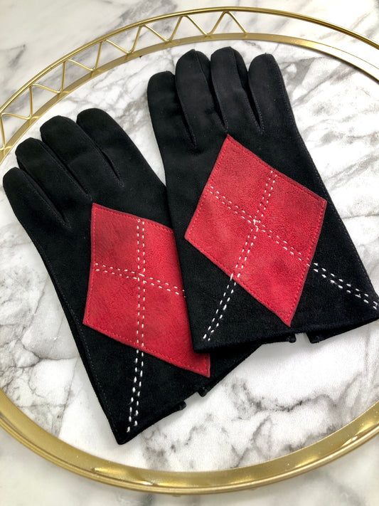 CELINE Argyle Gloves Black Vintage z77scn