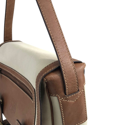 CELINE Blason Shoulder bag White×Brown Vintage ue3evj