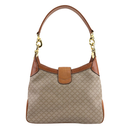 CELINE Macadam Blason Turn Lock Shoulder bag Hobobag Beige Vintage jniidp