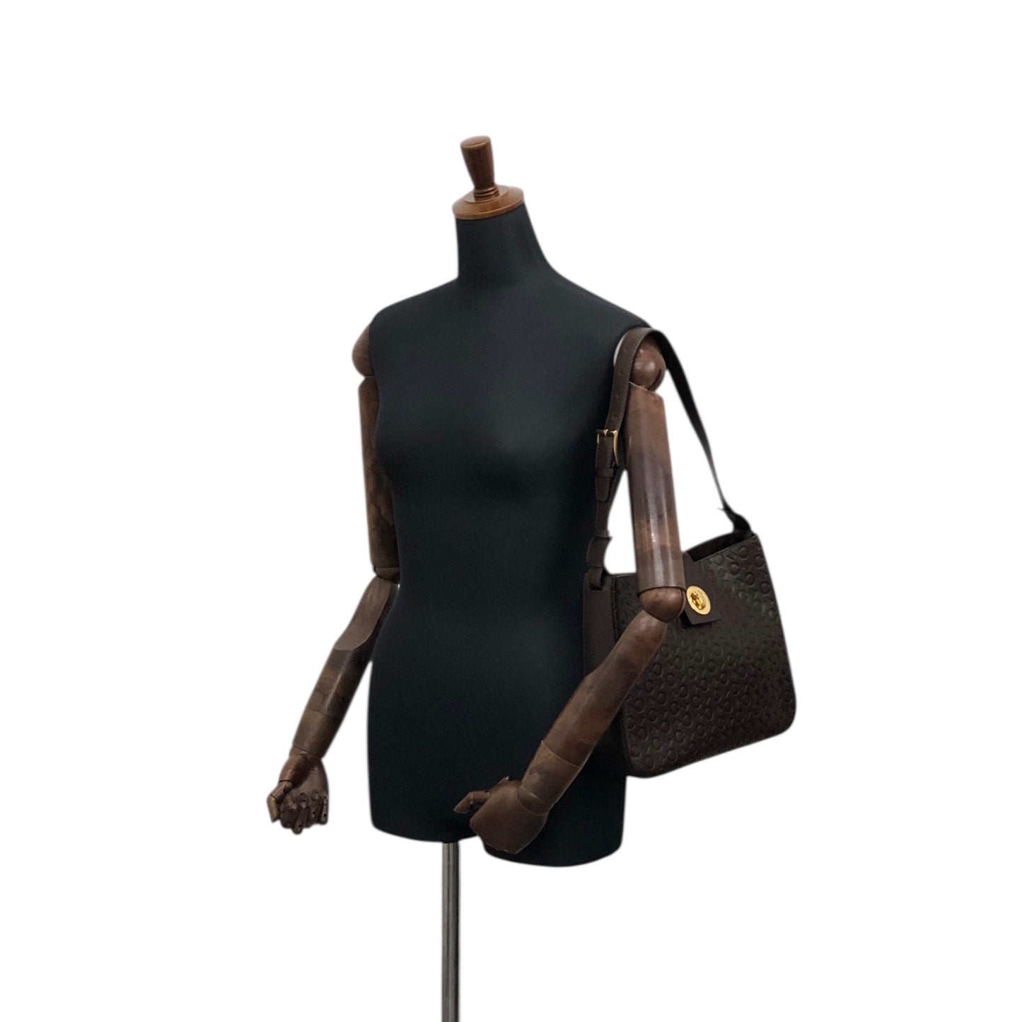 CELINE Blason Turn Lock Shoulder bag Brown Vintage txixub