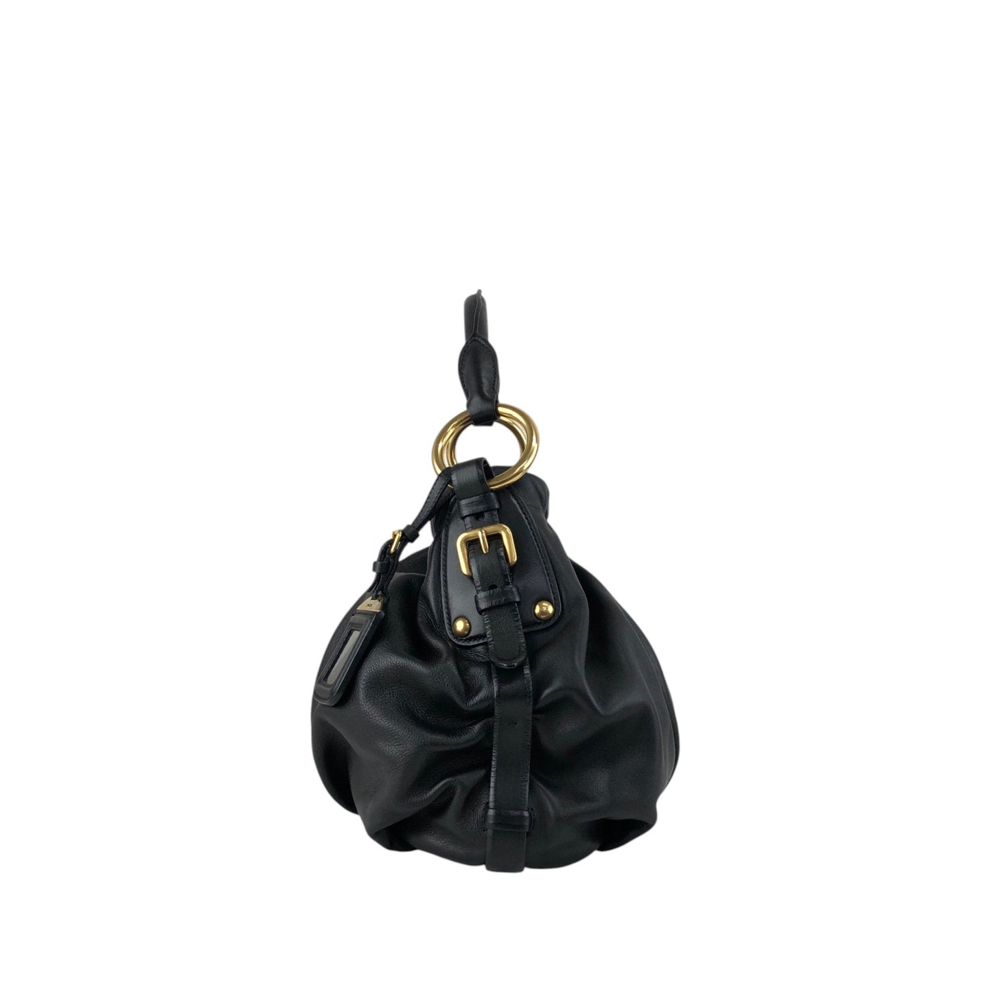 PRADA Logo Shoulder bag Black Vintage guki3f