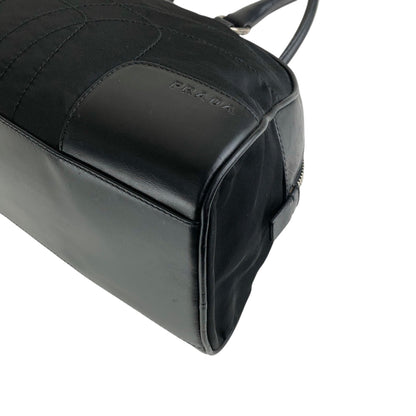 PRADA Triangle Logo Handbag Boston bag Black Vintage mh4xag