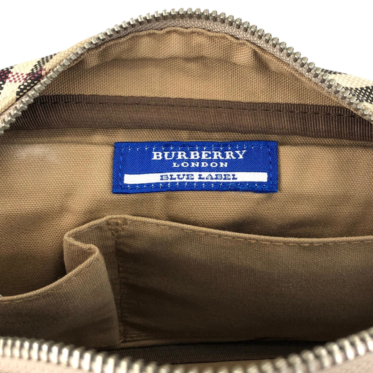 BURBERRY Check Front Buckle Shoulder bag Beige Vintage v45pfb