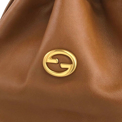 GUCCI Interlocking Drawstring Shoulder bag Brown Vintage 73zgkn