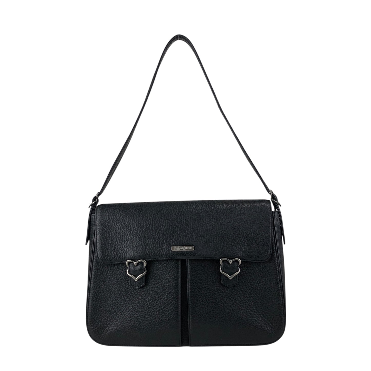 Yves Saint Laurent Logo Buckle Shoulder bag Black Vintage geb2iw