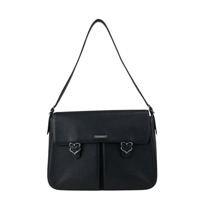 Yves Saint Laurent Logo Buckle Shoulder bag Black Vintage geb2iw