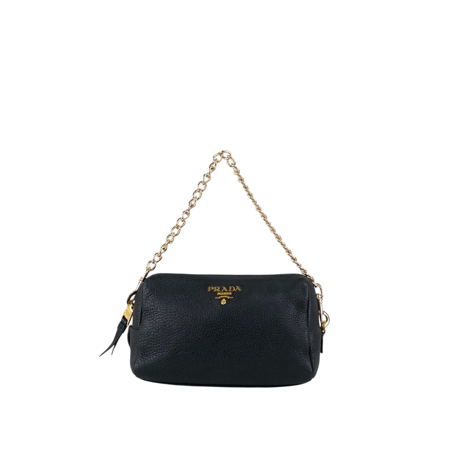 PRADA Logo Small Chain Shoulder bag Black Vintage ckmyc2