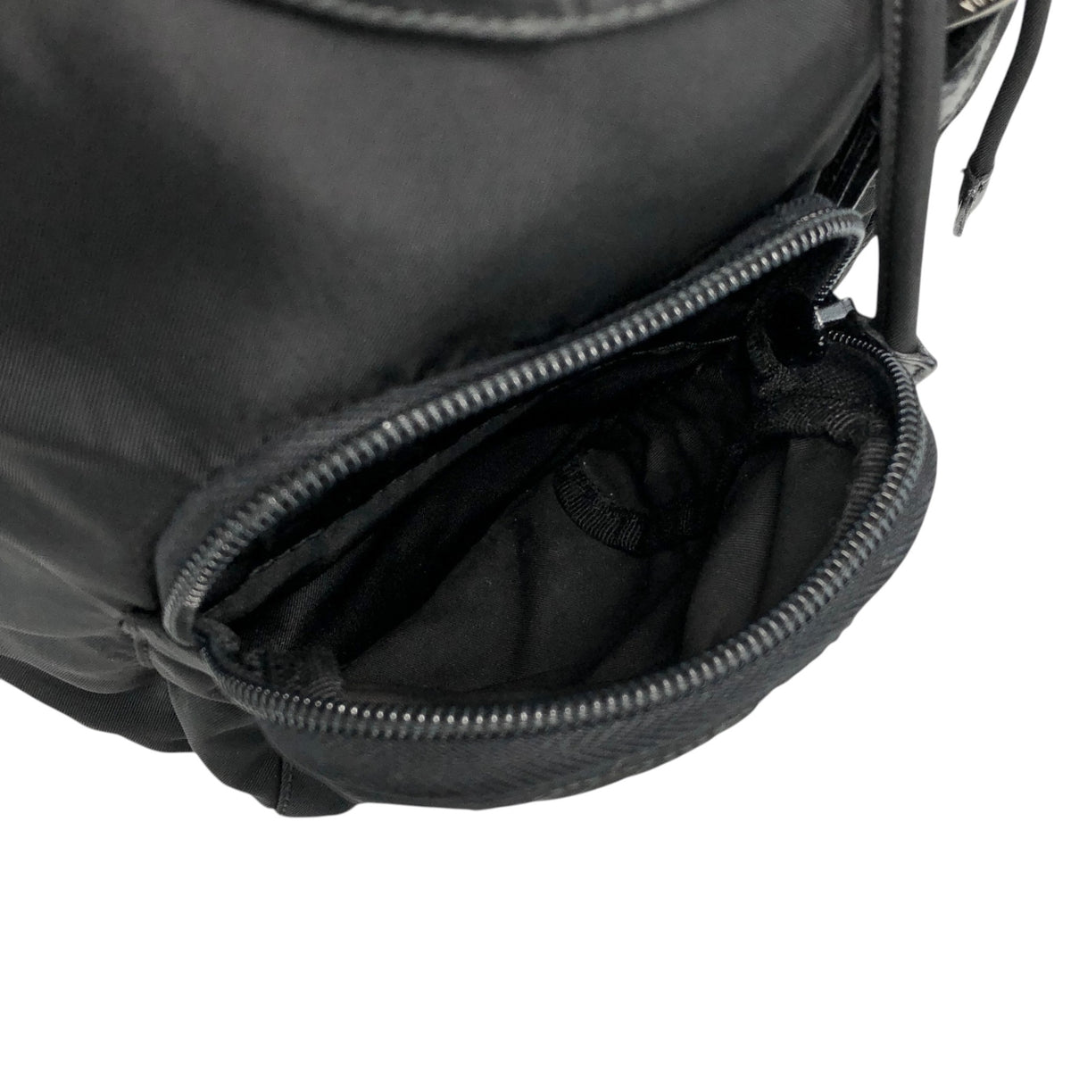 PRADA Tessuto Triangle Logo Double Pocket Backpack Black Vintage hspzjr