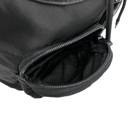 PRADA Tessuto Triangle Logo Double Pocket Backpack Black Vintage hspzjr